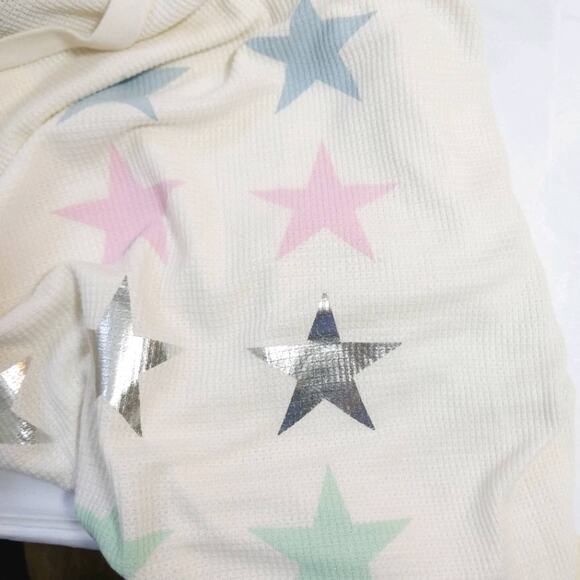 Wildfox Star striped waffle knit Henley tunic top - Picture 9 of 12